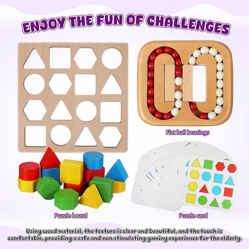 مكعب اللغز الخشبي لعبة تحدي الدماغ للكبار والأطفال وكبار السن لتخفيف التوتر والتدريب المعرفي - Image 4